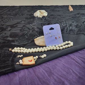 Earrings & Necklace Set, Faux Pearls | Claire's